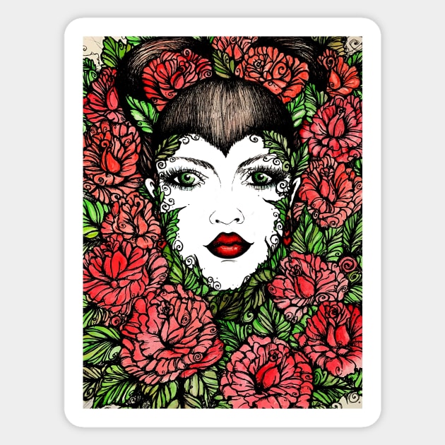All The Roses Bright Red Sticker by stickypixie